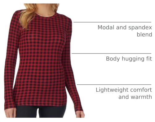 Image of Cuddl Duds Women's Softwear with Stretch Long Sleeve Crew Neck Top -Layering Top with Smooth Fabrication, Body-Hugging Fit
