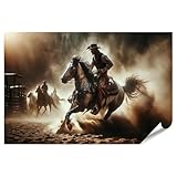 islandburner XXL Bild Poster Reiter Auf Staubiger Pferderennbahn Im Wilden Westen Szenario Premium Bilder Fotodruck