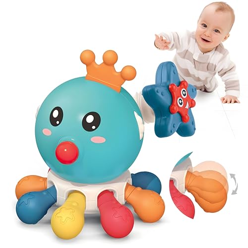 Image of Cable World 10 in 1 Montessori Spinning Octopus for Babies| Sensory Activity Toy with Rotating Gears, Fun Extension Tube, Soft Pop Buttons & Fidget Features | Educational Fine Motor Skill Toy