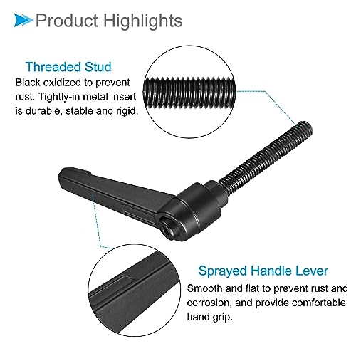 Image of Clamping Lever Handles, M8 x 60mm Male Thread, Adjustable Quick Release Locking Rotating Bolt Knobs Black - (Applications: for Lathe Machinery), 5-Pieces