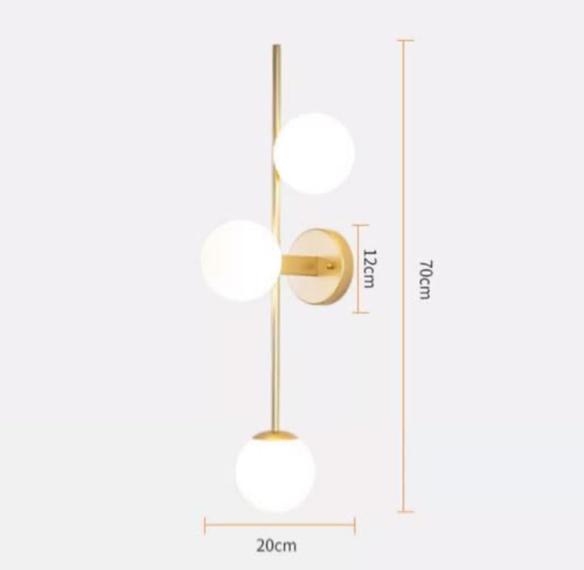 Partenopea Applique vintage in metallo e ampolla in PVC opaco eleganza retrò design classico con porta lampadine G9 per illuminare la parete di casa, bar, ristorante (3 sfere palle)