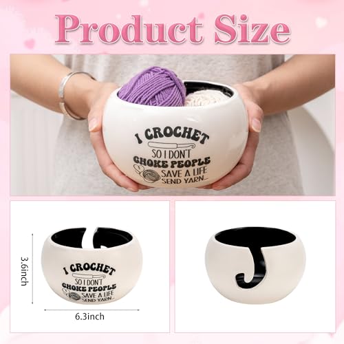 Image of Yarn Bowl for Knitting Ceramic Knitting Bowl Large Crochet Yarn Storage Accessories I Crochet Funny Yarn Ball Holder Storage Gift for Knitters Crocheters