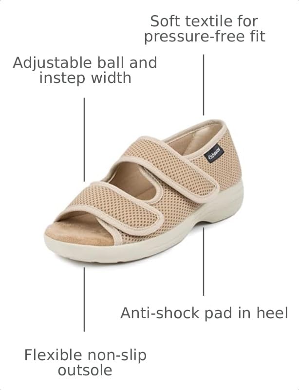 Image of SCHAWOS Sandals Stretch 06, for men and women, orthopedic, swollen feet, for seniors