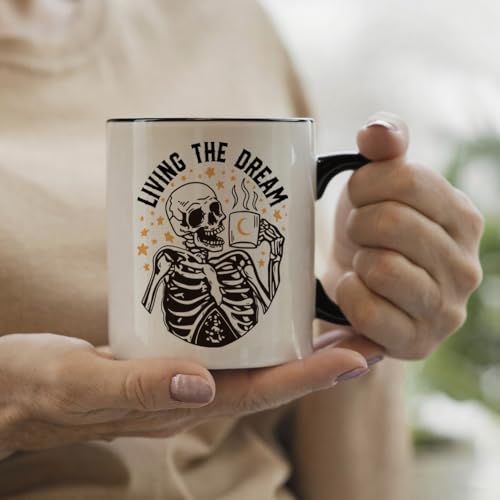 Taza Calavera Divertida de Porcelana 11oz Blanca miniatura 6