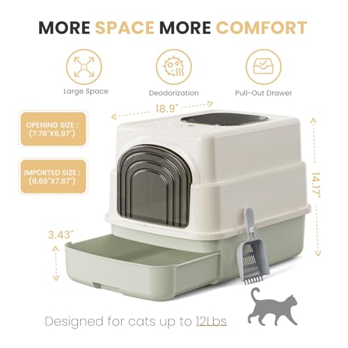Caja de arena para gatos con tapa y pala, cerrada sin fugas miniatura 3