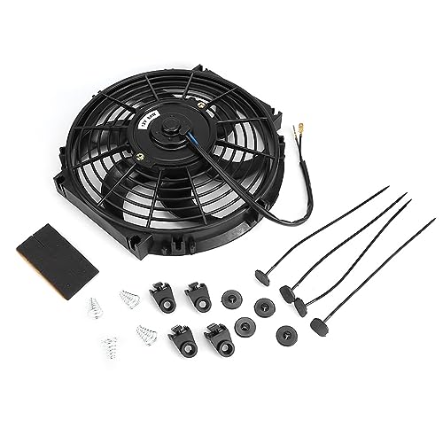 Radiador Eléctrico Delgado 10 Pulgadas 12V, Ventilador Push/Pull en Negro - Enfriamiento Eficiente, Bajo Consumo y Ruido, Ideal para Turbos y Vehículos