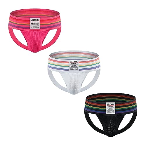 JOCKMAIL 3PCS/Pack Mens Jock Strap Briefs Mens Athletic Jockstrap Sport Underwear Briefs Athletic Supporter