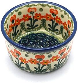 Polish Pottery Ramekin - Peach Spring Daisy