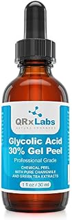 QRxLabs Glycolic Acid 30% Gel Peel With Chamomile And Green Tea Extracts - Professional Grade Chemical Face Peel For Acne Scars, Collagen Boost, Wrinkles, Fine Lines - Alpha Hydroxy Acid - 1 Bottle