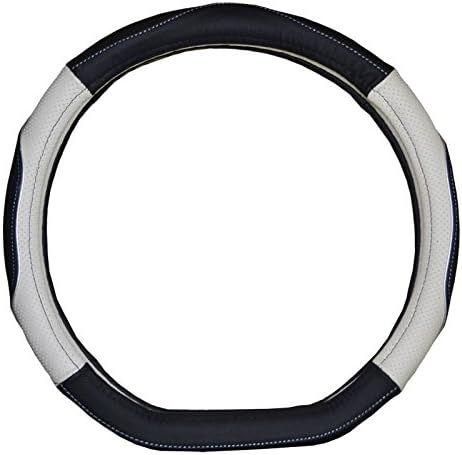 Black and White Color D Ring Genuine Leather Steering Wheel Cover For Custom Car Volkswagen VW Golf 6 Golf 7 GTi Mk7 Polo Auto Steering Accessories 15”