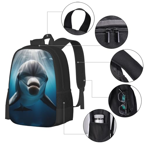 Native Dolphin Fish Backpack for Women Men, Lightweight Adjustable Black Backpack for Travel Outdoor Sports3