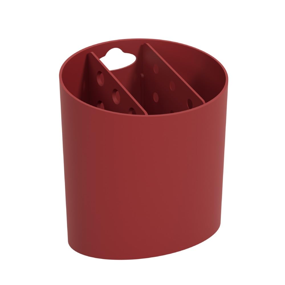 Escorredor de Talheres Oval Basic, 13,8 x 10,5 x 14,4 cm, Vermelho Bold, Coza, 10840-0465