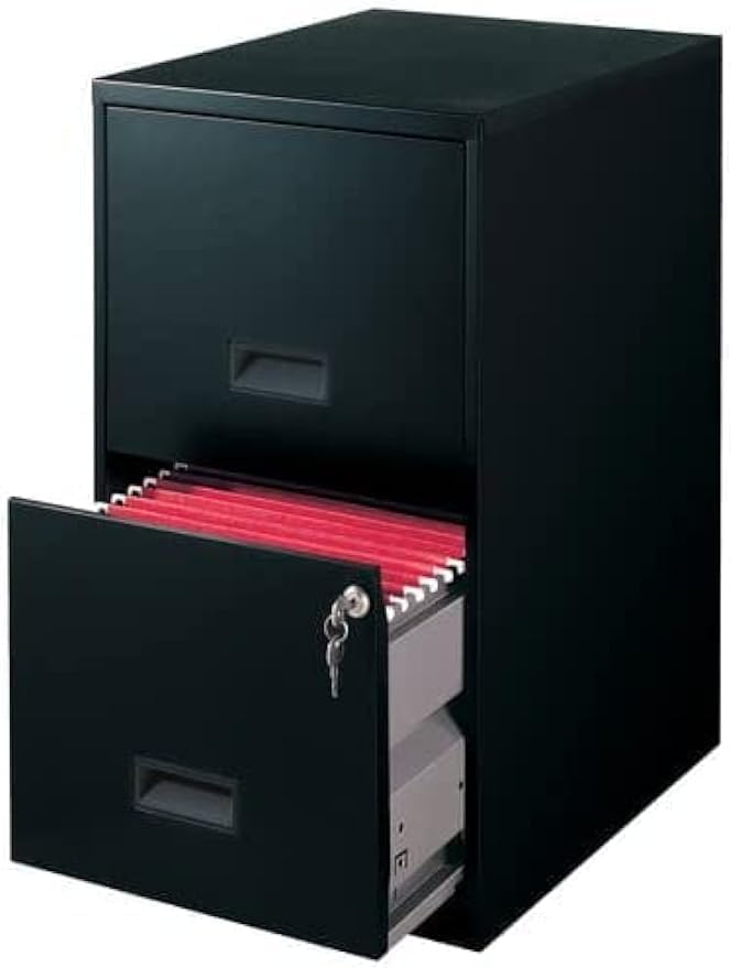 Space Solutions 18 Deep 2 Drawer Letter Width Vertical File Cabinet, Black