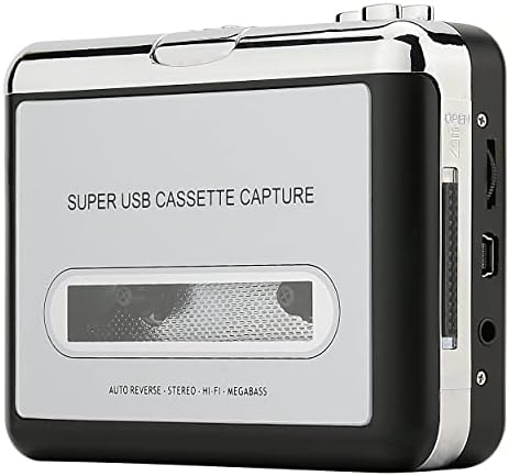 Reshow Cassette Player – Portable Tape Player Captures MP3 Audio Music via USB – Compatible with Laptops and Personal Computers – Convert Walkman Tape Cassettes to iPod Format (Silver)