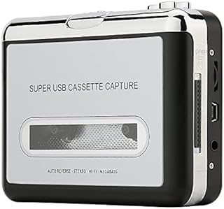 Reshow Cassette Player – Portable Tape Player Captures MP3 Audio Music via USB – Compatible with Laptops and Personal Computers – Convert Walkman Tape Cassettes to iPod Format (Silver)
