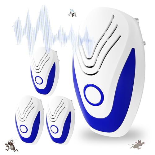 Advanced Ultrasonic Pest Repeller 4 Pack – Effective Mouse Repellent, Rodent Repellent, and Mouse Deterrent Plug-In for Mice, Rats, Spiders, Mosquitoes, Safe for Homes and Pets (4 Pack)