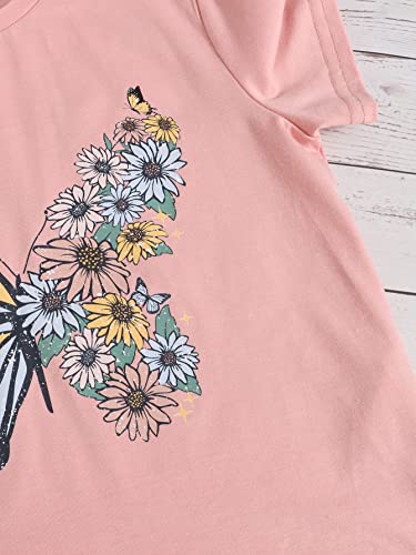 OYOANGLE Girl's Cute Graphic Casual Round Neck Short Sleeve Tee Shirt Tops4