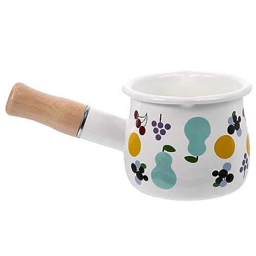 HOLIDYOYO Enamel Sauce Pan Milk Warmer Pot Small Non-Stick Milk Pan Enamel Pot for Kitchen Boy Girl Supply Random Style