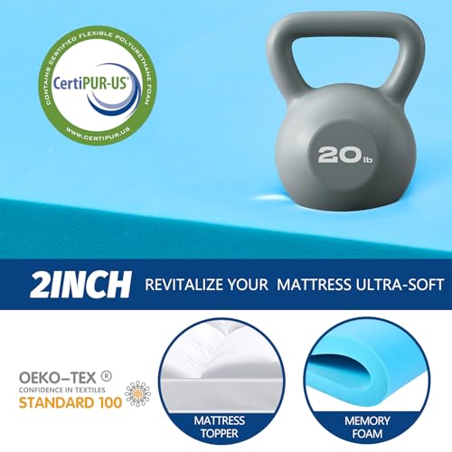 Meudyt Memory Foam Mattress Topper Queen Size - 3 Inch Dual Layer Mattress Pad thumb #4