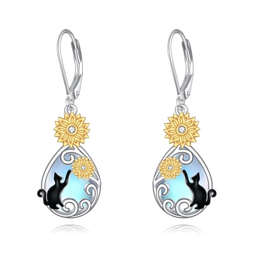 Boucles d'oreilles en filigrane d'argent 925 et pierre de lune véritable