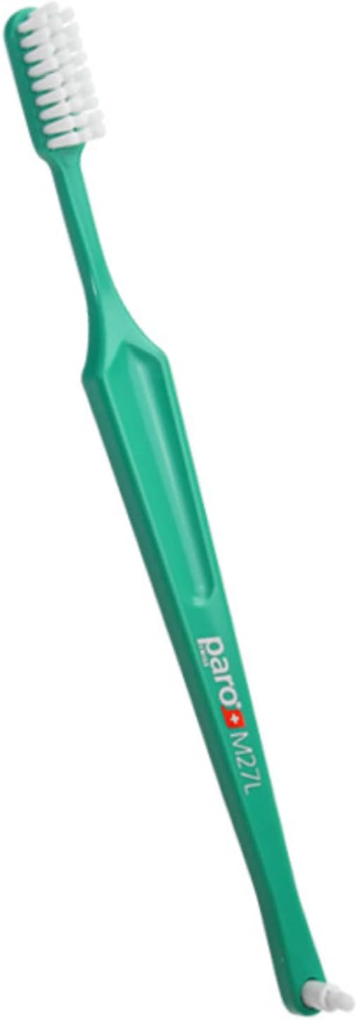 Paro M27L Toothbrush #738 | Small Brush Head Toothbrush with Medium Bristles and Exchangeable Inter Space F (6 Pack Multi-Color)