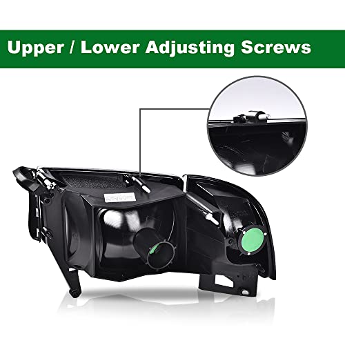 Image of GRAND ORANGE Headlights Assembly, Compatible with Dodge Ram 1500 2500 3500 1994 1995 1996 1997 1998 1999 2000 2001 2002 Black Housing Clear Corner Lamps（Smoky lens Chrome Housing Clear Reflector）