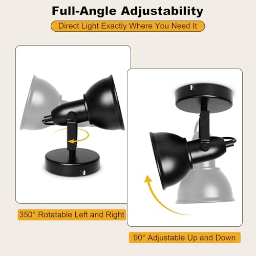 Image of HiBay 1-Light Track Lighting Black, Directional Ceiling Wall Spotlight | Industrial LED Track Spot Light Fixture Indoor for Kitchen Bedroom Bedside, E26 Base, Bulbs Not Included