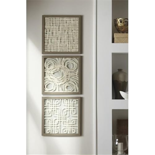 BOWERY HILL Modern 3 Piece Wall Decor Set in Cream