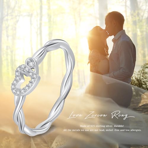 Bague celtique Love en argent 925 et zircone taille 9