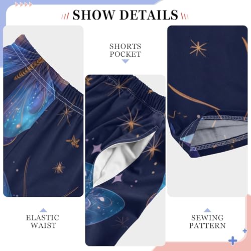 Butterfly Galaxy Print Boys Long Pants Soft Trousers Elastic Waist Kids Lounge Bottoms with Pockets S-XL4