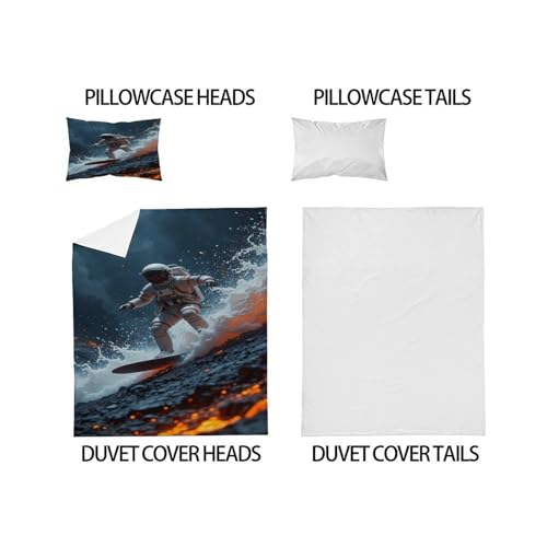 Housse de couette astronaute anti-pli lit simple microfibre douce - 5