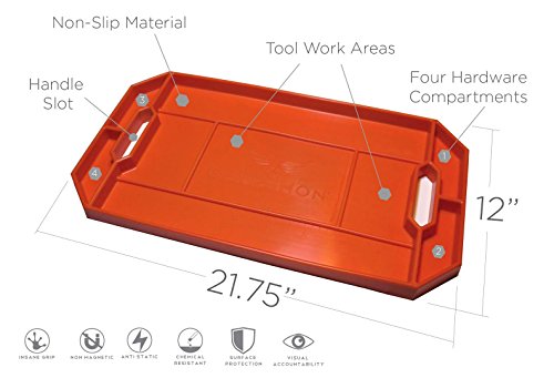 Grypmat Pro, Original Flexible Tool Tray Organizer, Industrial Strength, And Heat Resistant Silicone-Polymer Mat, Non-Magnetic, Grips To Any Surface With Easy Clean Up, As Seen On Shark Tank (Large) #TOP2