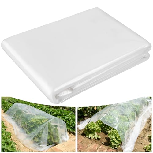 Duzlee Telo in polietilene resistente, 2 m x 12 m, extra spesso, in plastica trasparente, impermeabile, antipolvere, per giardinaggio, serre, isolamento edilizio, protezione da macerie (2 m x 12 m)