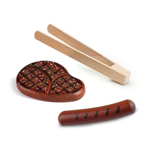 Erzi 03091 Kaufladenartikel für Kinder aus Holz, Set Grillzange, Steak und Bratwurst, Rollenspiele Erzi 03091 Kaufladenartikel für Kinder aus Holz, Set Grillzange, Steak und Bratwurst, Rollenspiele
