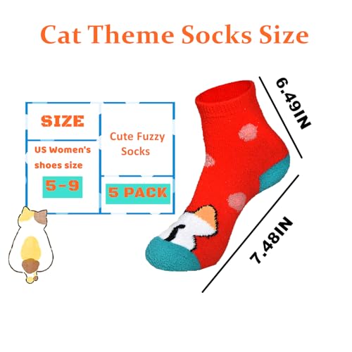 Fun Cute Dog Cat Fuzzy Socks for Women Adults Girls Winter Fluffy Soft Warm Cozy Slipper Socks Christmas Holiday Gift3