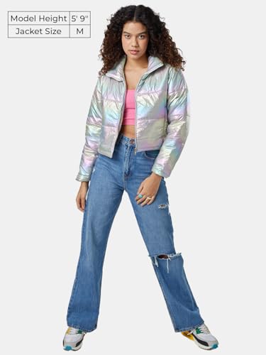 Image of The Souled Store Solids Women and Girls Solid Full Sleeve Cotton Blend Puffer Jackets