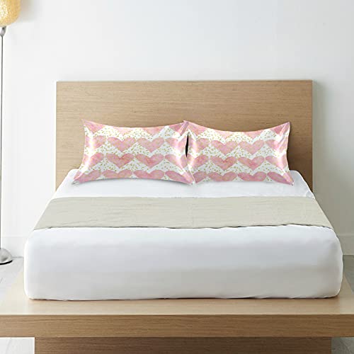 Auuxva Decorative Bed Pillowcase Pink Hearts Gold Polka Dot Pattern Satin Pillowcase For Hair And Skin Queen Size Cooling Pillow Shams Soft Pillow Cover With Envelope Closure thumb #7