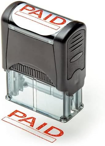 Self Inking Rubber Stamp, Refillable Red Ink Preinstalled - 1.4" x 0.51" X (35 x 8mm) (Paid)