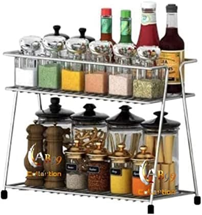 AB99 COLLECTION Stainless Steel 2-Tier Rack for Kitchen, Organizer Spice Rack & Container Organizer, Utensils Dish Rack, Spices Jar Holder Rack, Countertop Rack (Spice Rack)
