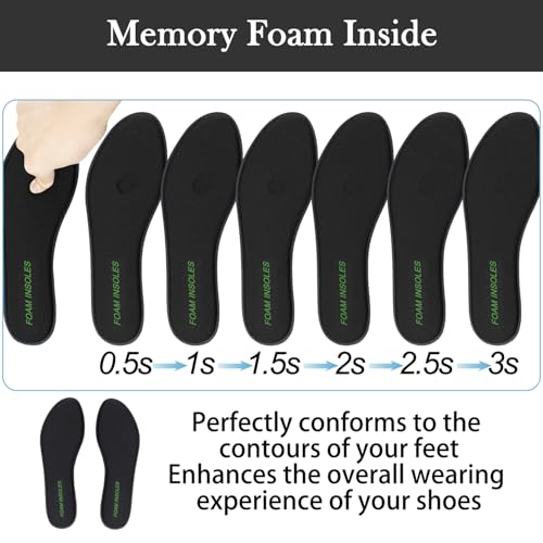 Image of Endoto Memory Foam Insoles for Skechers Shoes, Replacement Cushion Inserts for Men Shock Absorbing & Foot Comfort All Day(Color:Black,Size:US Men12-EU46)