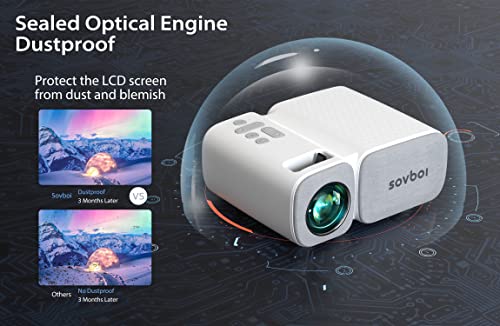 Sovboi Projector, Wifi Mini Portable Projector 9000L,Short Focal Lens 250" Outdoor Movie Projector, Hd 1080P Supported Native 720P Video Projector, Phone Projector For Pc/Tv Stick/Gaming #TOP3
