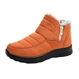 Botines de nieve de invierno para mujer, botines con forro de piel cálida, cómodos, impermeables, sin cordones, anchos, ligeros, para exteriores, 1 naranja, 40.5 EU