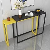 Mesa consola, mesa de sofá estrecha con diseño retráctil, estante de 2 niveles, parte superior de hierro, muebles de entrada