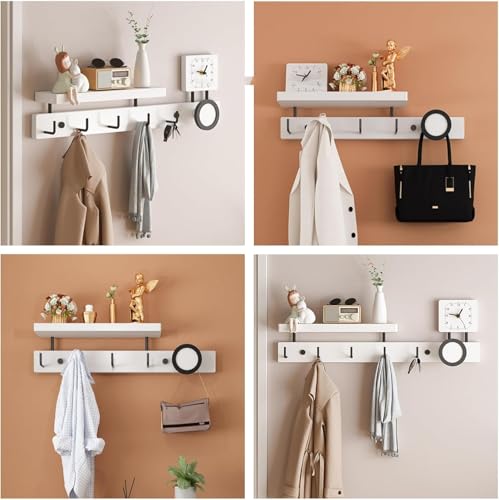 Solución de almacenamiento para el hogar con perchero y estante de madera 6