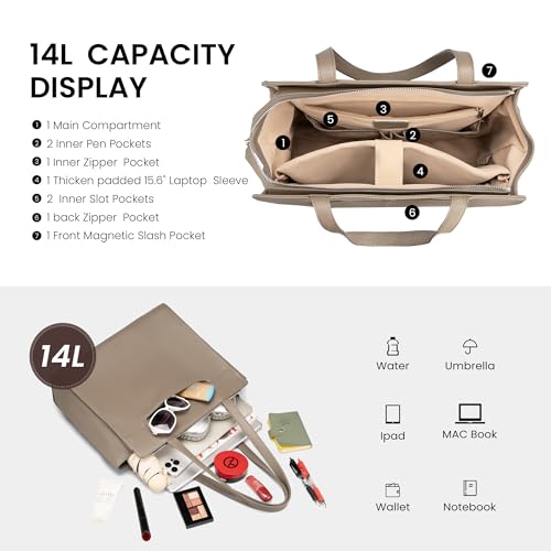 Image of befen Genuine Leather Tote Bag for Women Work, Women's Tote Handbags Shoulder Satchel Purse with Compartments and Tassel