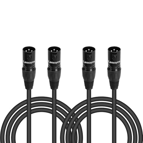 2-Pack Short XLR Mic Audio Extension Cables 0.6 Feet, 3-Pin XLR Male to Male Microphone Connector Extender Cord, OFC, Hi-Fi Sound for Speaker, Recording Studio, Mic Mixer, Audio Interface, Amplifier