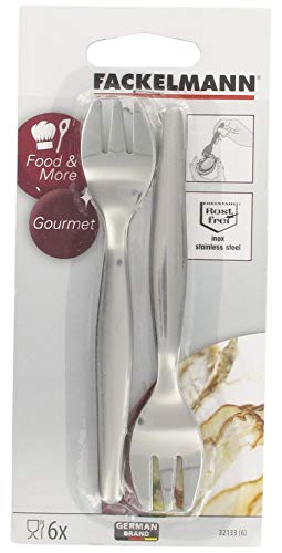 Fackelmann 32133 Set 6 Forchette Otrica, Acciaio Inossidabile, Grigio, 17 x 8 x 2 cm