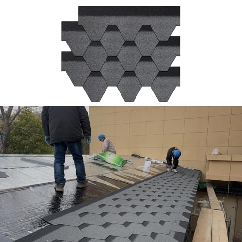 39.37"x12.79" Double Layer Asphalt Roof Shingles, Adhesive Waterproof Roofing Tiles,