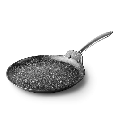 LACOR - 27144 - Crepera Easy, Aluminio Forjado, Recubrimiento Antiadherente Tricapa, Mango Ergonómico, Libre de PFOA, Fondo Full Induction, Lavar a Mano, Apta para Inducción, Apto para Horno, Ø24cm