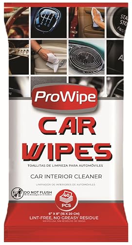 ProWipe Car Wipes Interior Cleaner Wipes Cleaning for Dashboard Upholstery and Leather Natural Matte Finish 1 Pack 40 Count